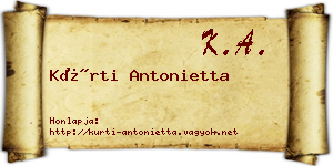 Kürti Antonietta névjegykártya
